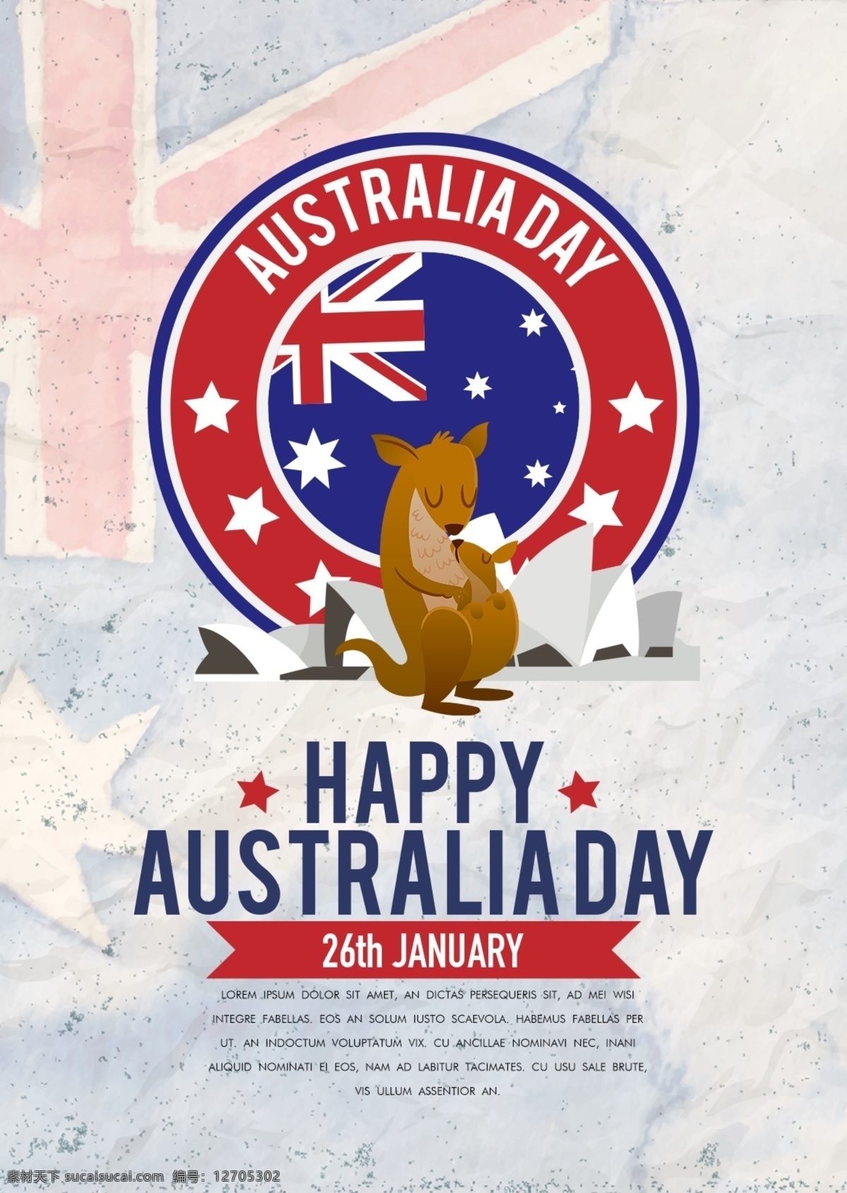 时尚 现代 卡通 澳大利亚 日 海报 节日 国旗 袋鼠 宣传 简单 地图