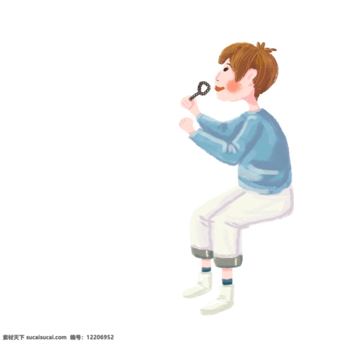 手绘 卡通 可爱 男孩 可爱风 人物 透明元素 手绘元素 儿童 吹泡泡