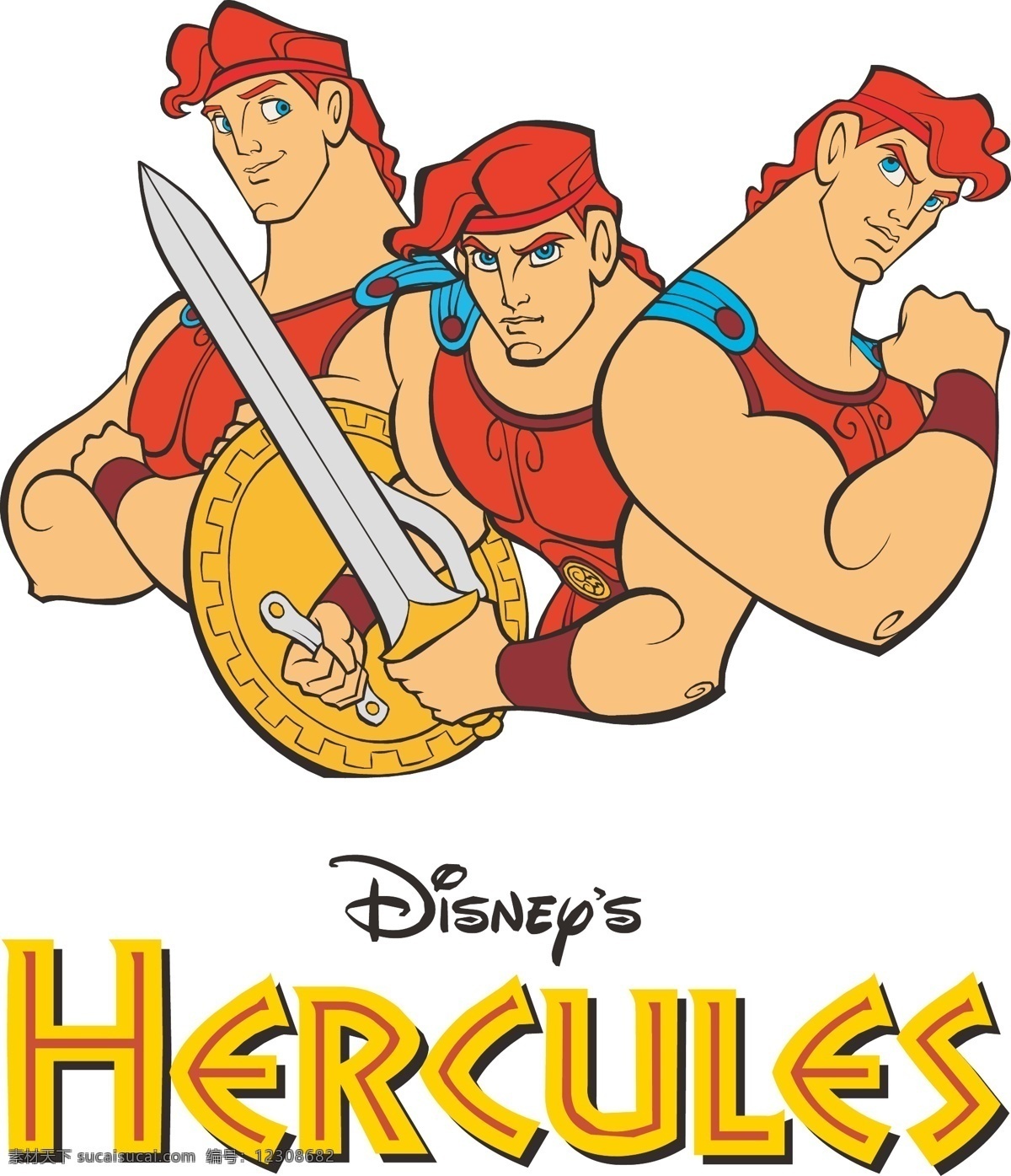 hercules 海格力斯 赫拉克勒斯 希腊神话 英雄 剑 披风 盾牌 肌肉 宙斯之子 迪士尼 logo 动画 漫画人物 大力神 矢量卡通 卡通设计 矢量