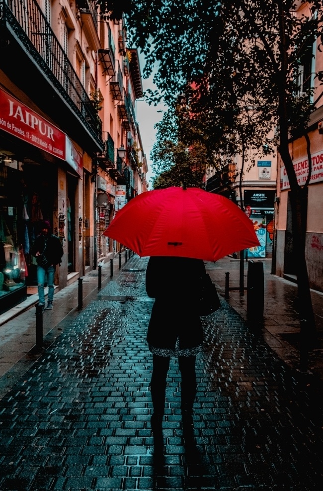 雨伞 户外 女孩 街道 拍摄 摄影类 人物图库 人物摄影