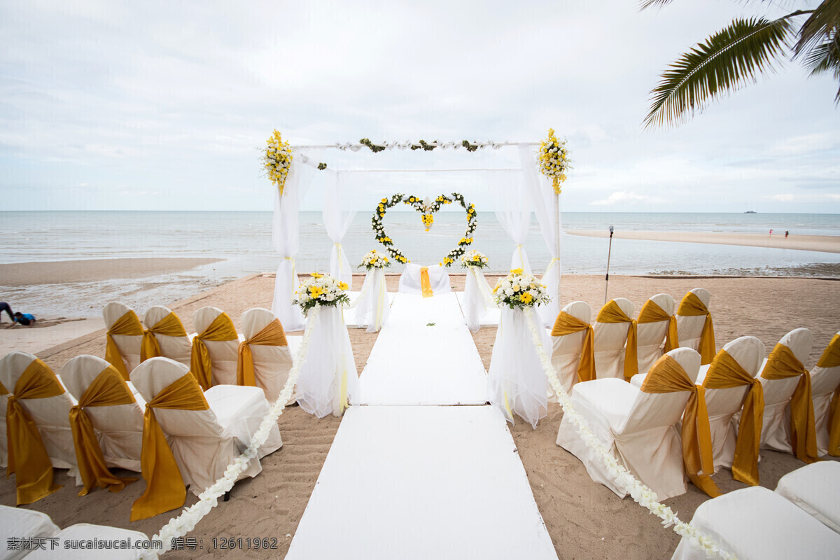 白 纱 婚礼 现场图片 白纱 鲜花 植物 椅子 海洋 其他类别 环境家居