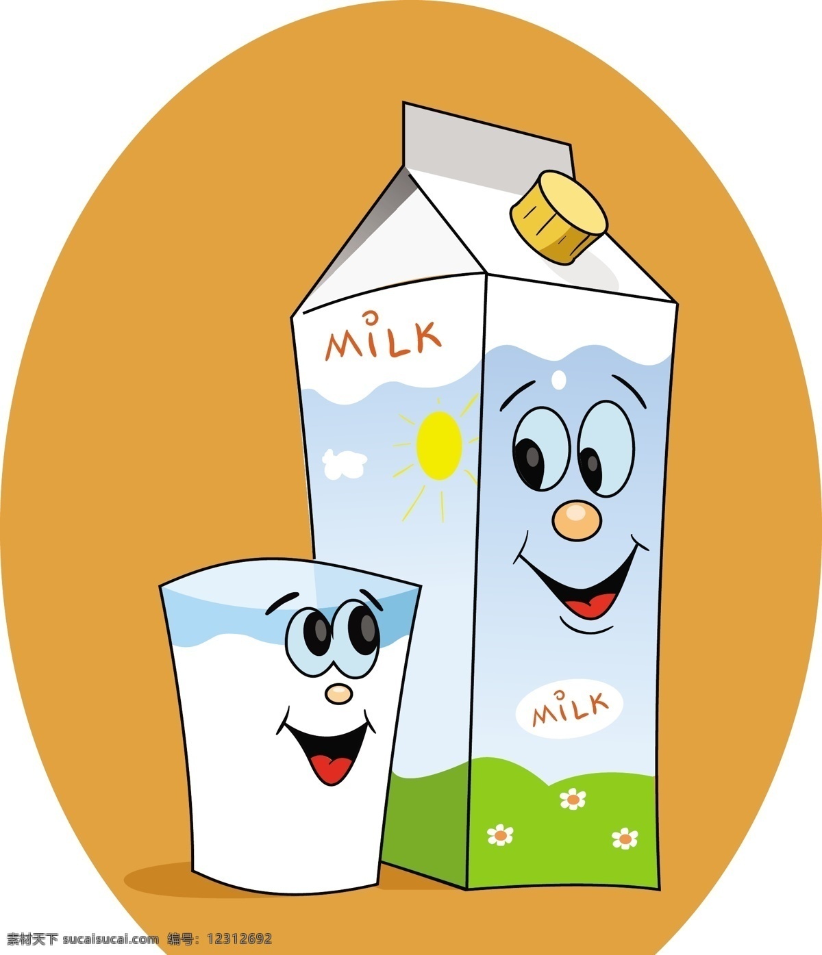卡通 牛奶 包装 矢量 奶牛 饮料 食物 生活百科 矢量素材 白色