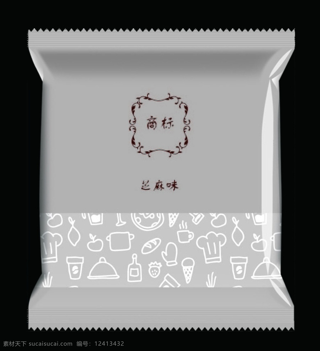 面包 透明 包装 芝麻 食品 食品包装 底纹边框 花边花纹