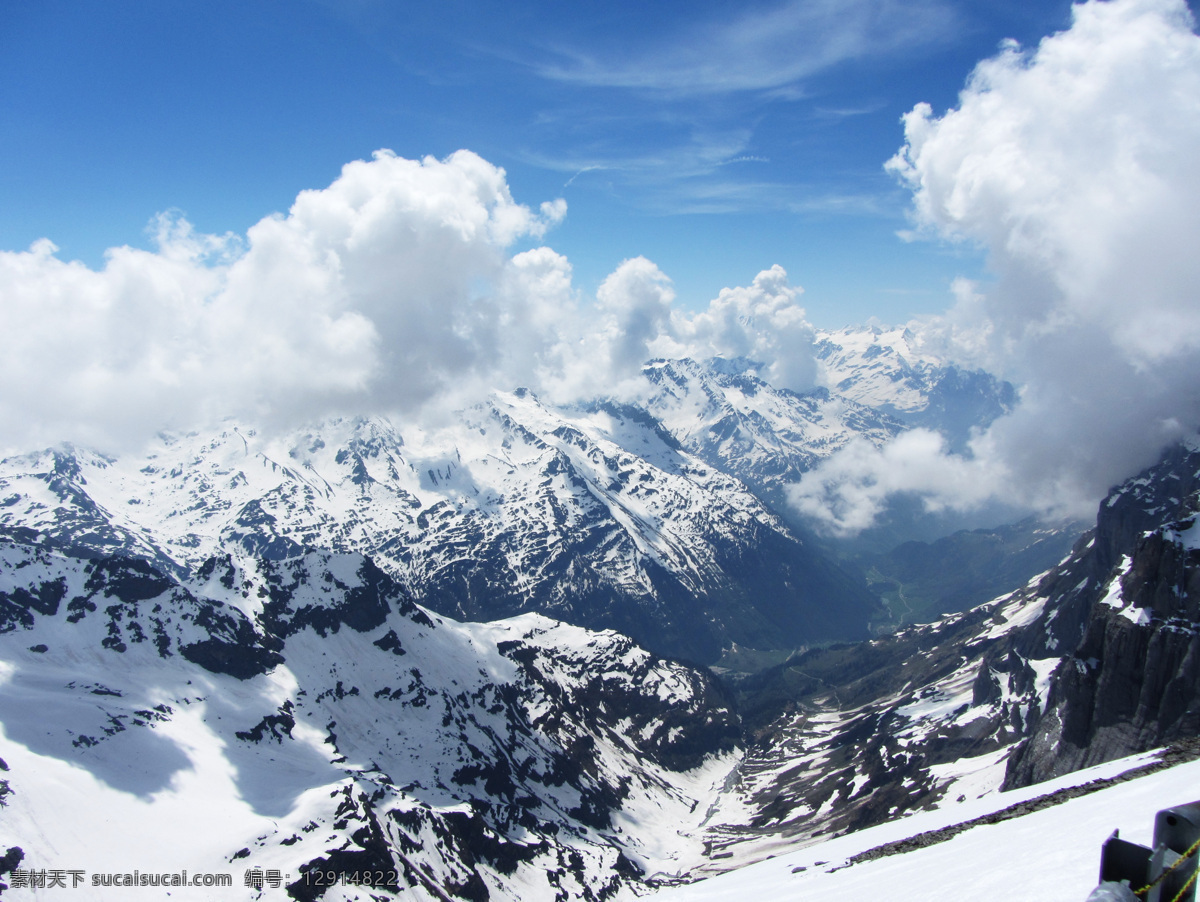 阿尔卑斯山 瑞士 雪山 蓝天 白云 美景 自然风景 自然景观