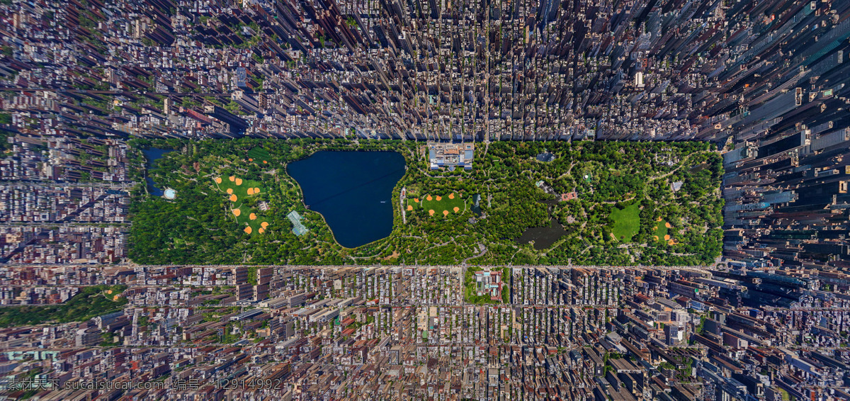 美国 纽约 曼哈顿 中央公园 水泥森林 建筑群 鸟瞰 航拍 自然风景 自然景观