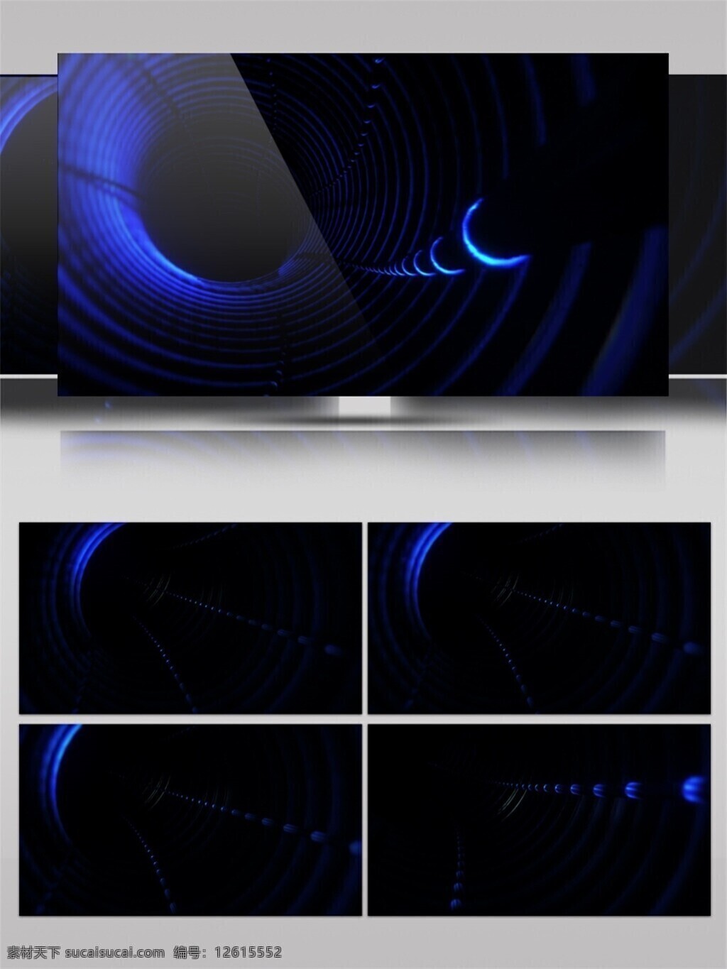 蓝色 波纹 科技 感 视频 光芒穿梭 特效视频素材 背景视频素材 黑色