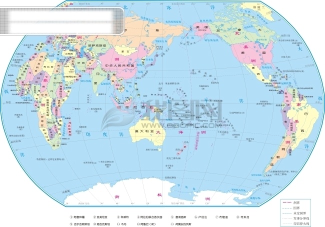 世界地图 蓝色 矢量图