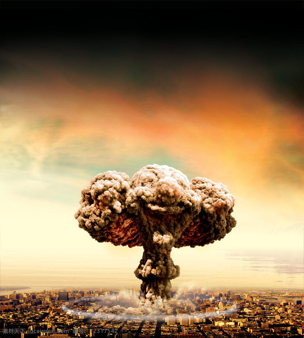 核弹 爆炸 蘑菇云 城市景观 爆炸场景 核导弹 原子弹 psd源文件
