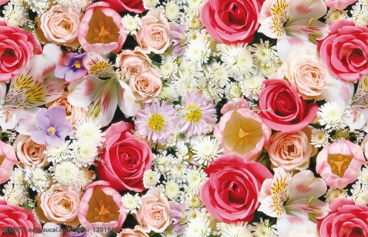 花的海洋 无缝图案 数码印花图案 花朵 玫瑰花 粉色