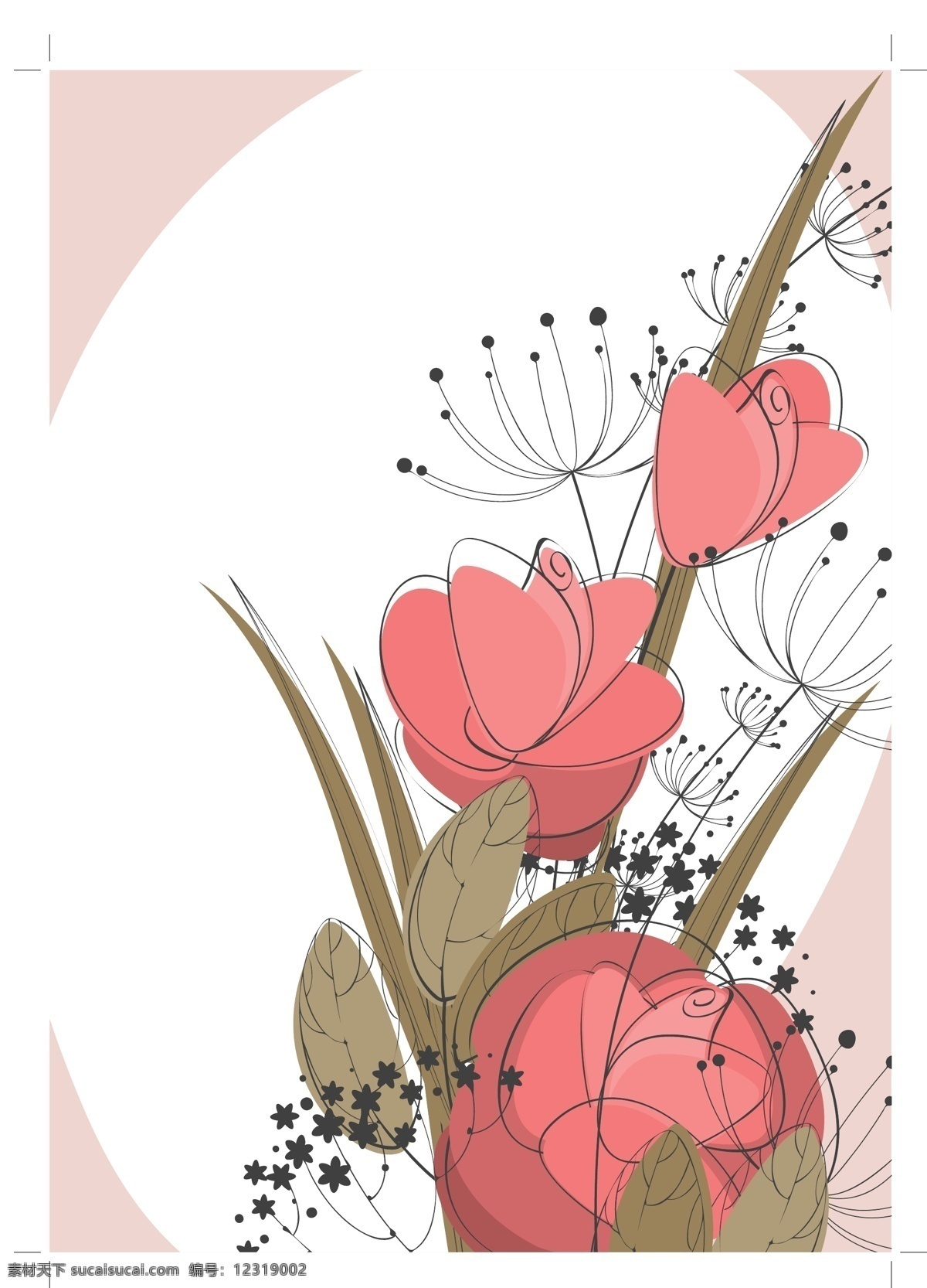 矢量 花卉 线 稿 底纹 花朵 花纹 矢量素材 手绘 纹样 线稿 矢量图 花纹花边