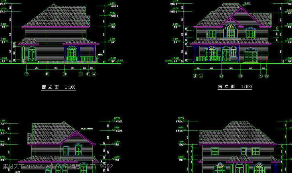 cad 别墅 公馆 环境设计 建筑设计 立面图 平面图 剖面图 施工图 室内设计 某别墅施工图 dwg 图纸 装修 装饰 私宅 别业 别墅图纸大全 源文件 cad素材 室内图纸