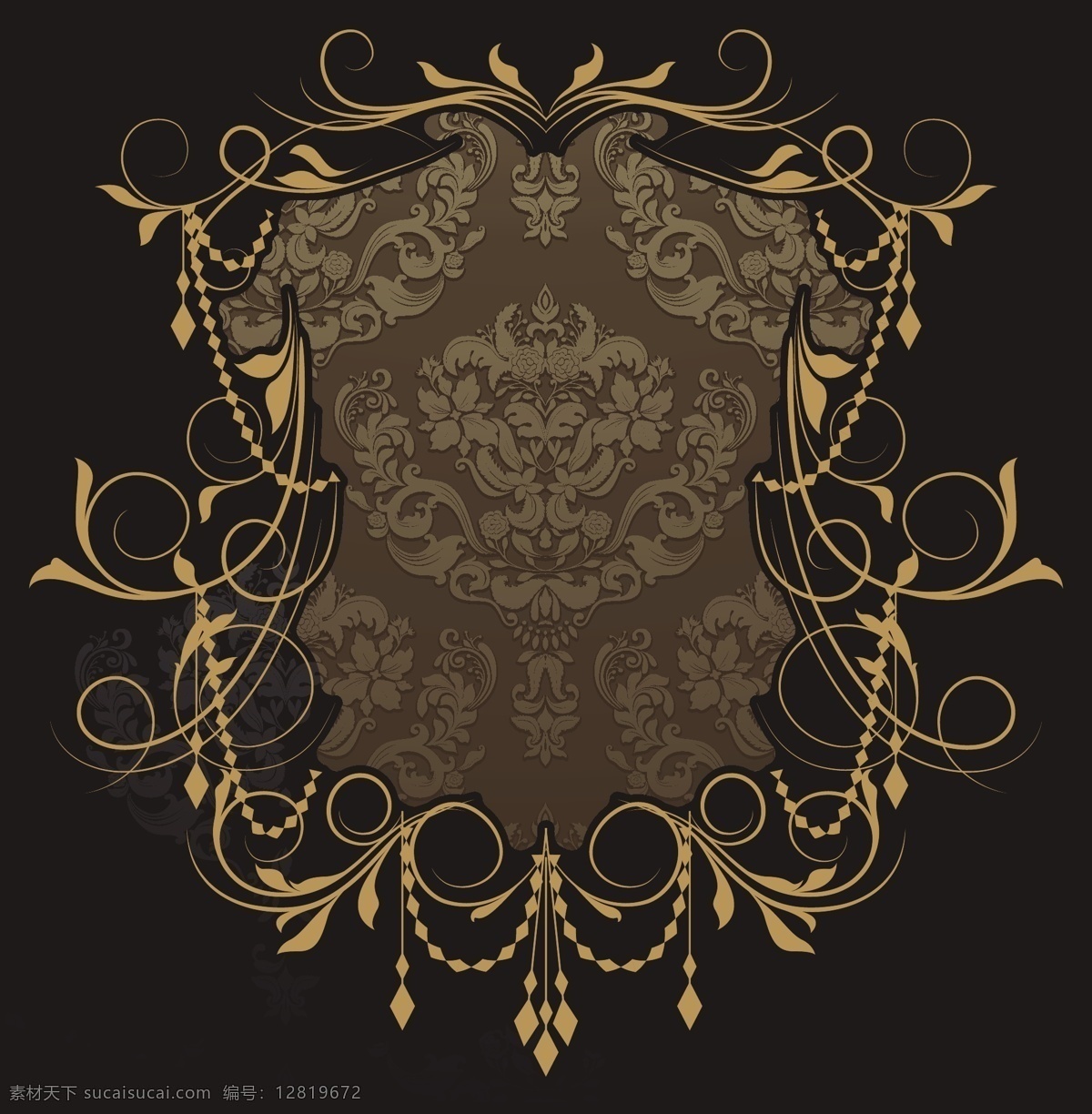 欧式 华丽 边框 底纹 矢量 label 背景 盾牌 花边 画框 金色 矢量素材 相框 肥牛牛 矢量图 其他矢量图