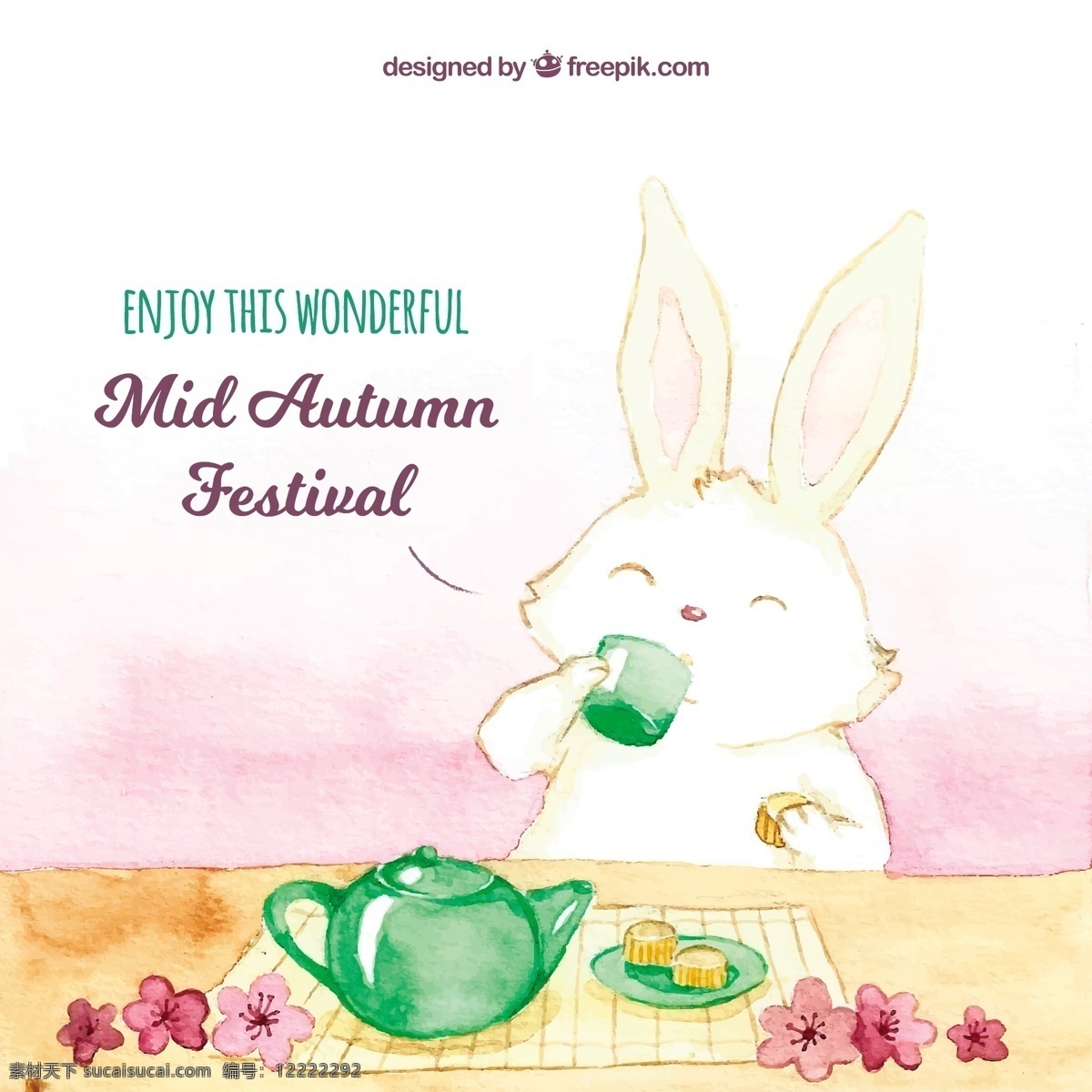 一只兔子喝茶 中秋节 中国 秋天 快乐 月亮 茶 节日 宗教 兔子 东方 文化 传统 越南 饮酒 满月 全 中 亚洲人