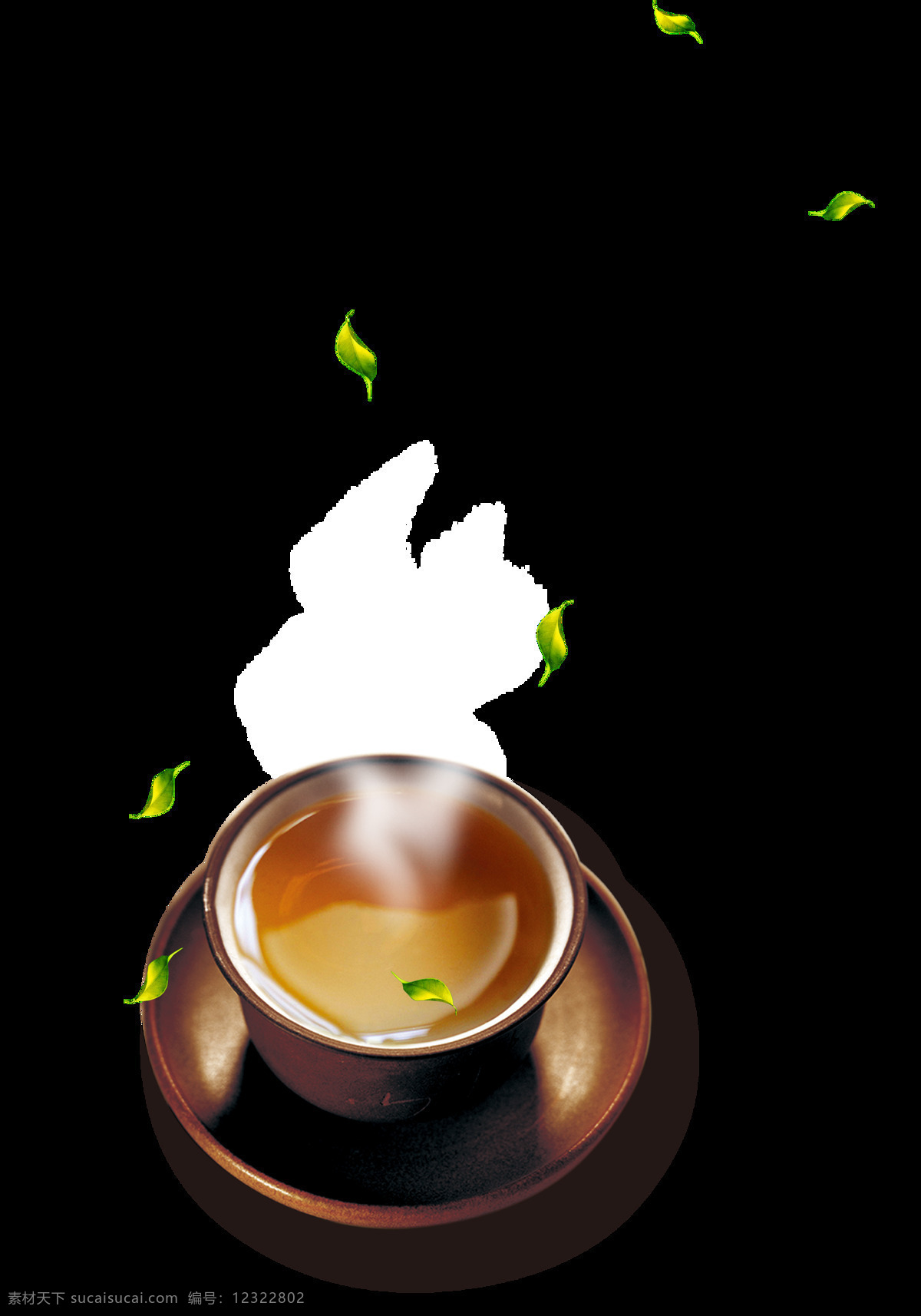 清新 风格 深色 茶杯 装饰 元素 茶水 茶文化 茶叶 清新风格 装饰元素
