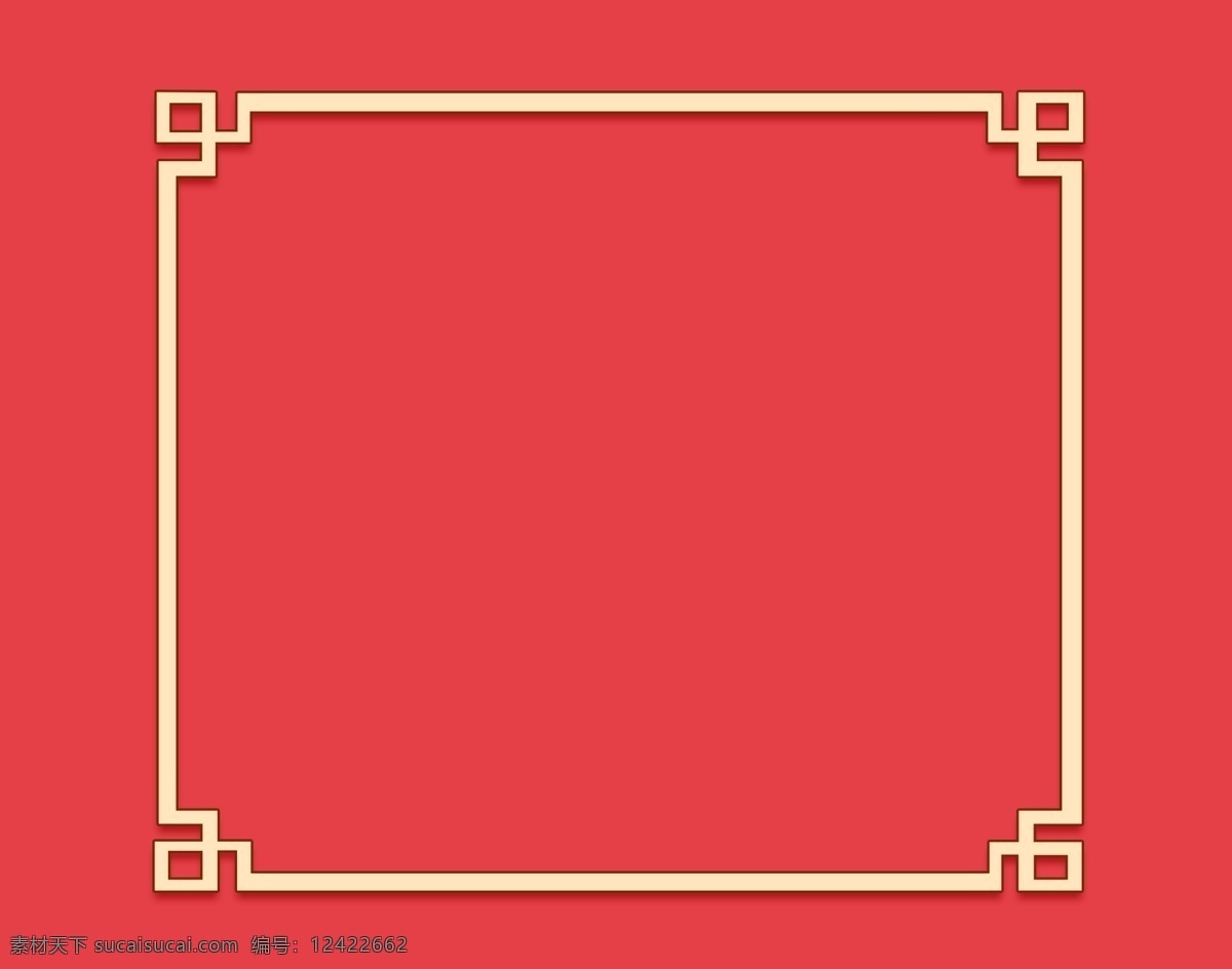 中国风框架 红色 简约 框架 修饰画 中国风
