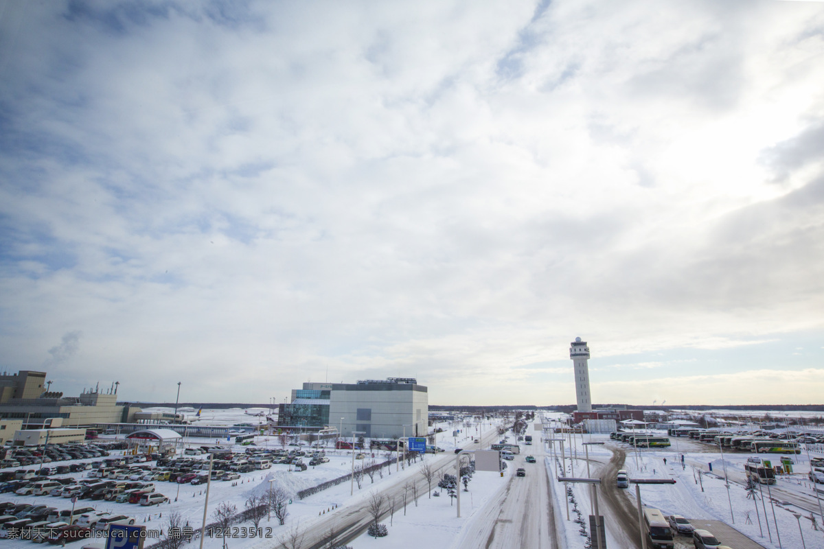 北海道 黄昏 冰雪 机场 天空 自然风景 旅游摄影