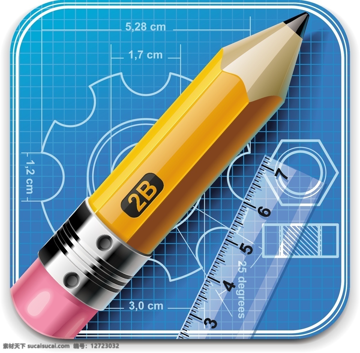 铅笔与尺子 施工 铅笔 尺子 图标 按钮 标志 标志图标 矢量素材 白色