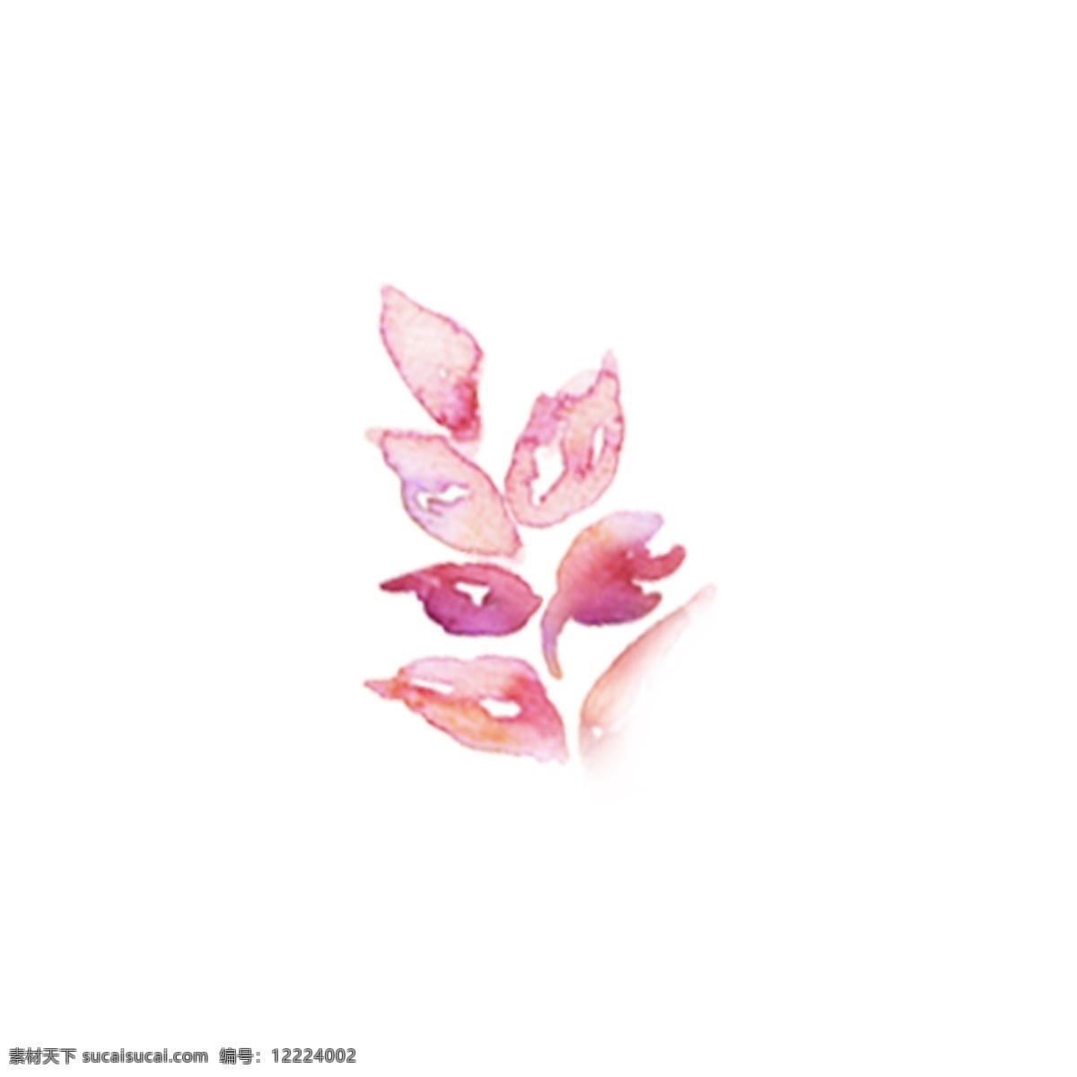 粉色 紫色 树叶 叶子 唯美 水彩 免 扣 免扣 淡雅 素雅的树叶 手 帐 装饰 装点 效果 手绘