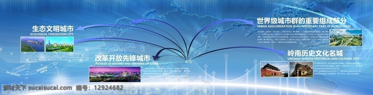 四个背景 东莞 科技 蓝色 时间 指示牌 分层