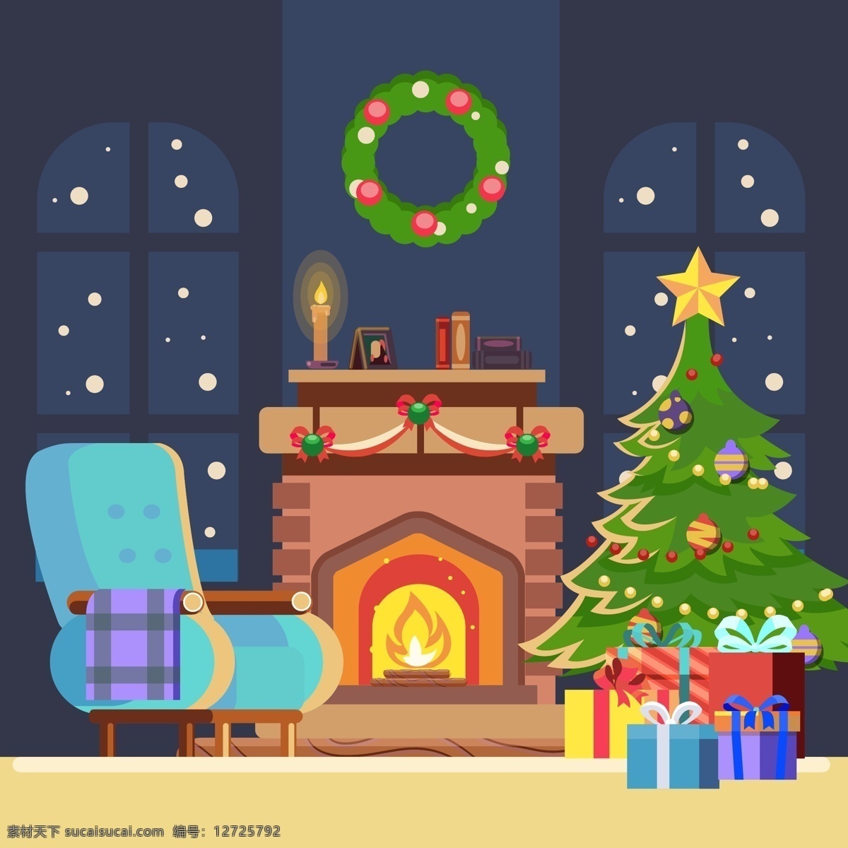 圣诞节 背景 壁炉 壁炉素材 圣诞节背景 圣诞节素材 圣诞树 树木 椅子