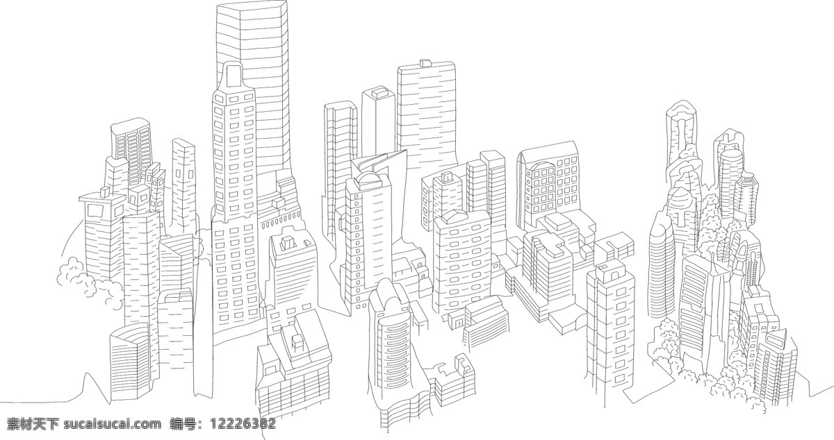 城市 线描 城市建筑 城市线描 简笔画 建筑家居 手绘 线稿 矢量 装饰素材 建筑设计