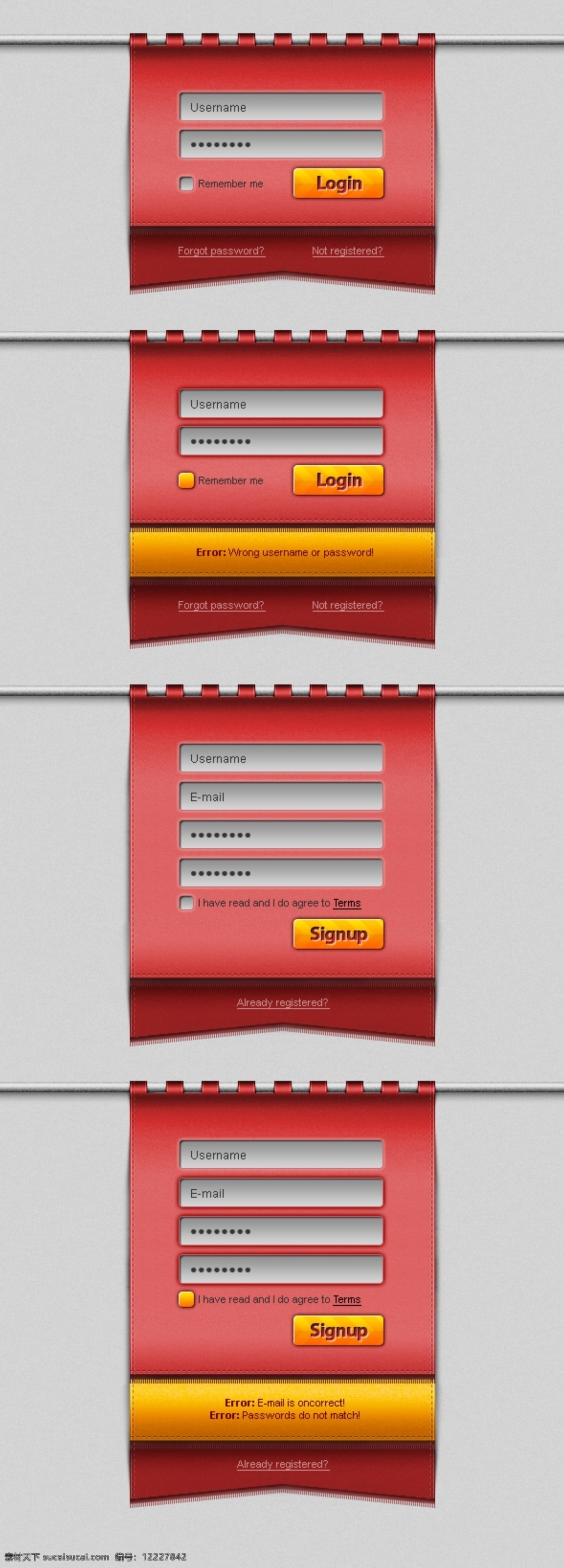 精致 登录 界面 分层 按钮 登陆框 登录界面 红色 质感 确认 y大宝 psd源文件