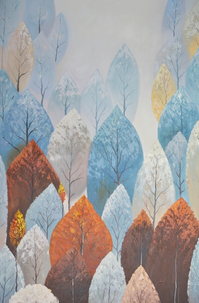 北欧 森林 纯 手绘 油画 装饰 玄关 纯手绘油画 北欧风格 美式风格 叶子 树