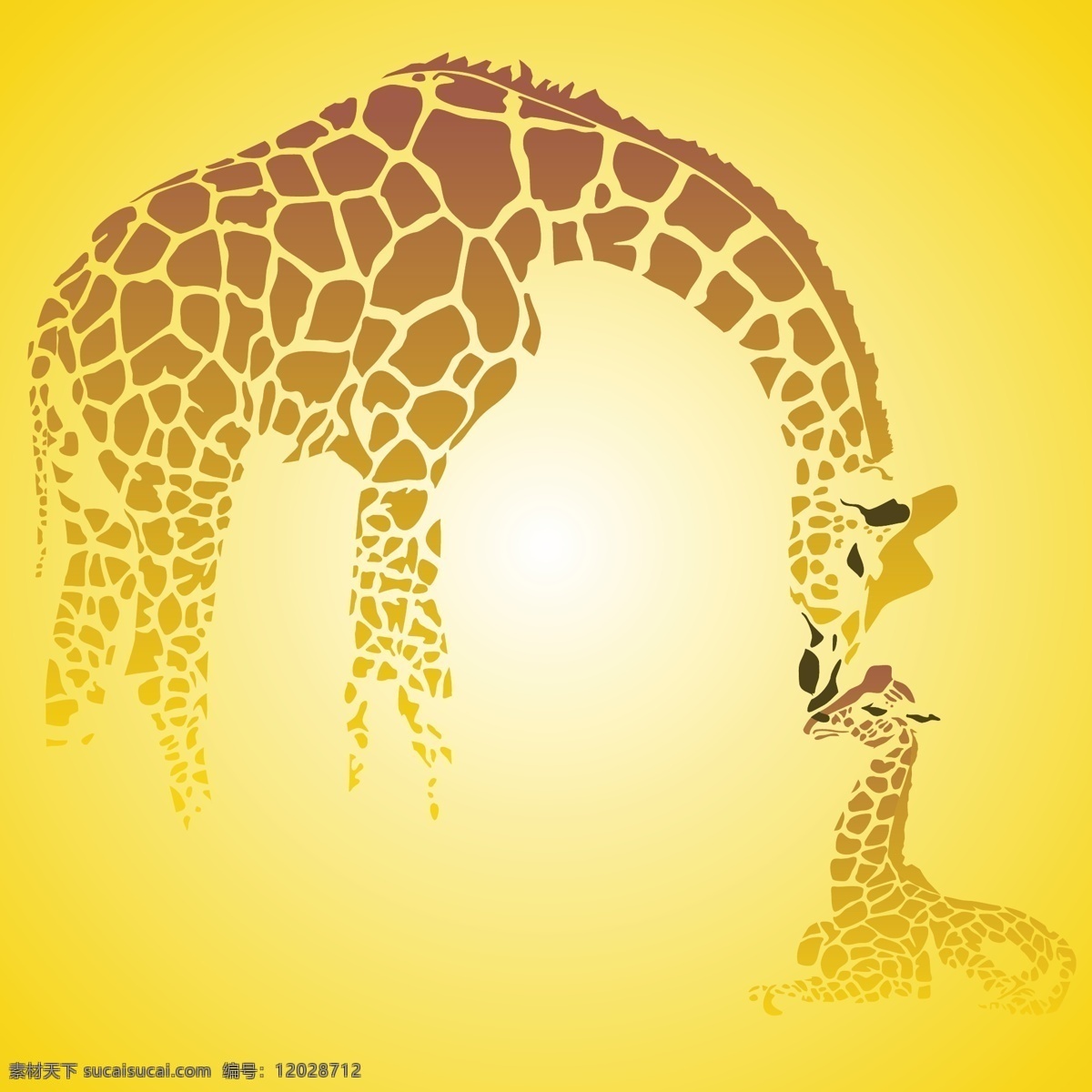 web 背景 插画 创意 非洲 免费 太阳 图形 病 媒 生物 时尚 独特的 原始的 高质量 质量 新鲜的 设计长颈鹿 长颈鹿妈妈 小长颈鹿 辉光 黄色的光芒 人工智能 摘要背景 psd源文件