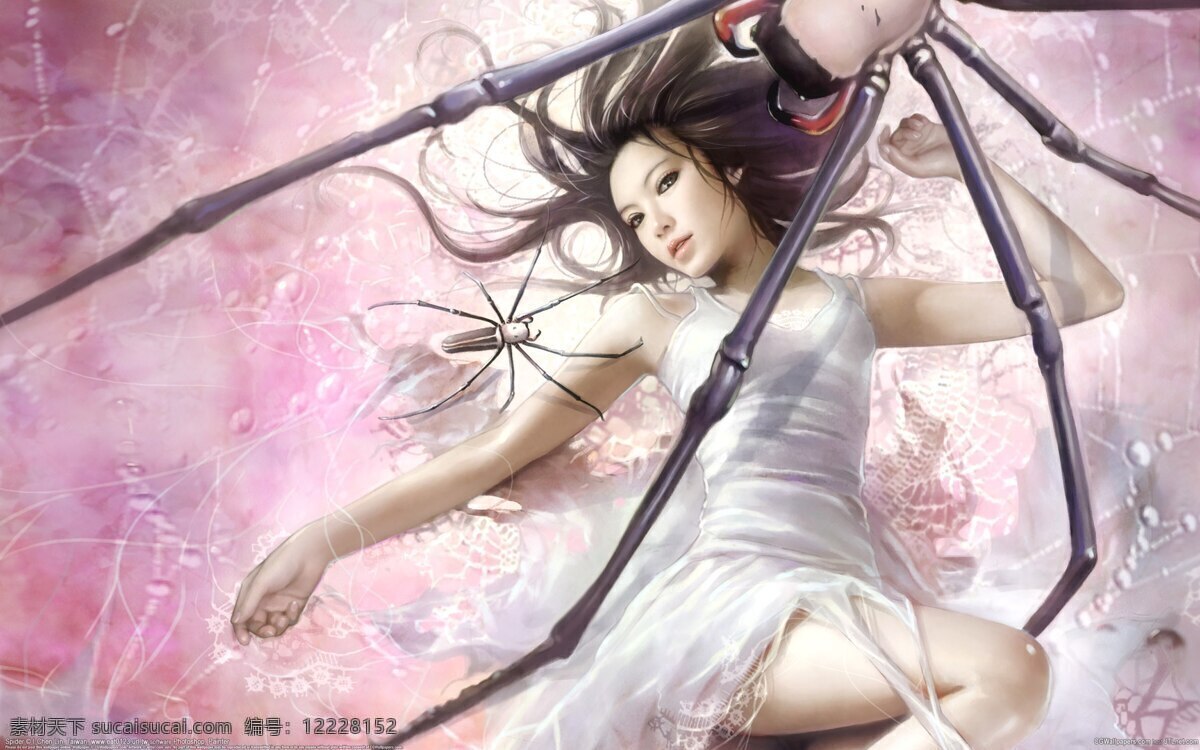 壁纸 插画 动漫动画 动漫人物 高清壁纸 绘画 美女 美女壁纸 手绘 设计素材 模板下载 手绘美女 蜘蛛 艺术 板绘美女 插画集