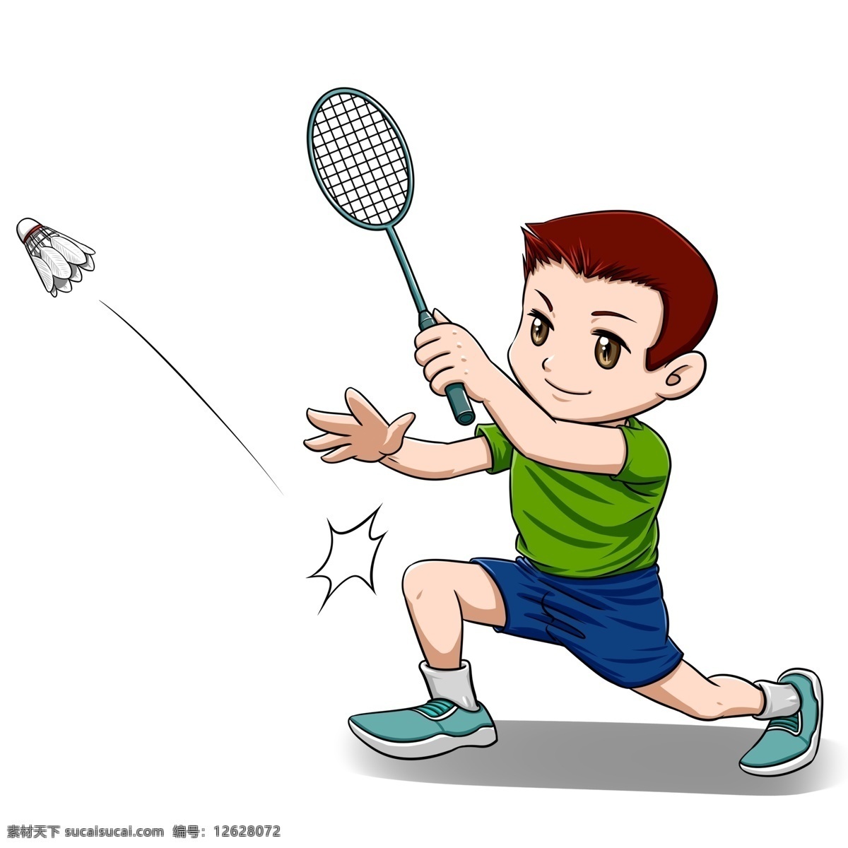 羽毛球 小学生 运动 小男孩 卡通 可爱 小孩 商用 平涂