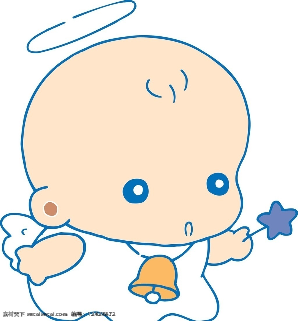 可爱 小 婴儿 天使 星星 光环 卡通 q萌 卡通设计