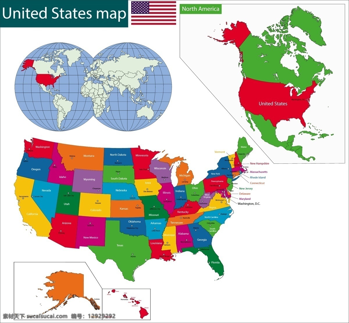 美国 合众国 国家 地图 矢量 模板下载 国旗 国家地图 世界地图 彩色地图 世界版图 矢量地图 生活百科 矢量素材 白色
