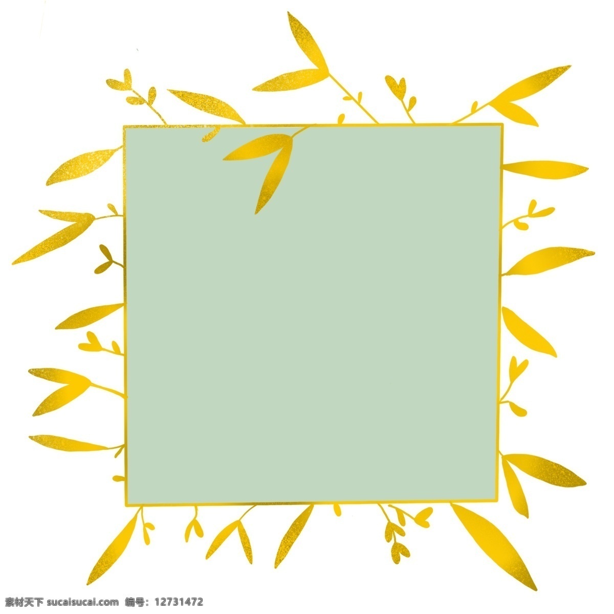 黄色 装饰 正方形 边框 立体边框 黄色边框 树叶边框 二维码边框 边框插图 简约的边框 创意边框