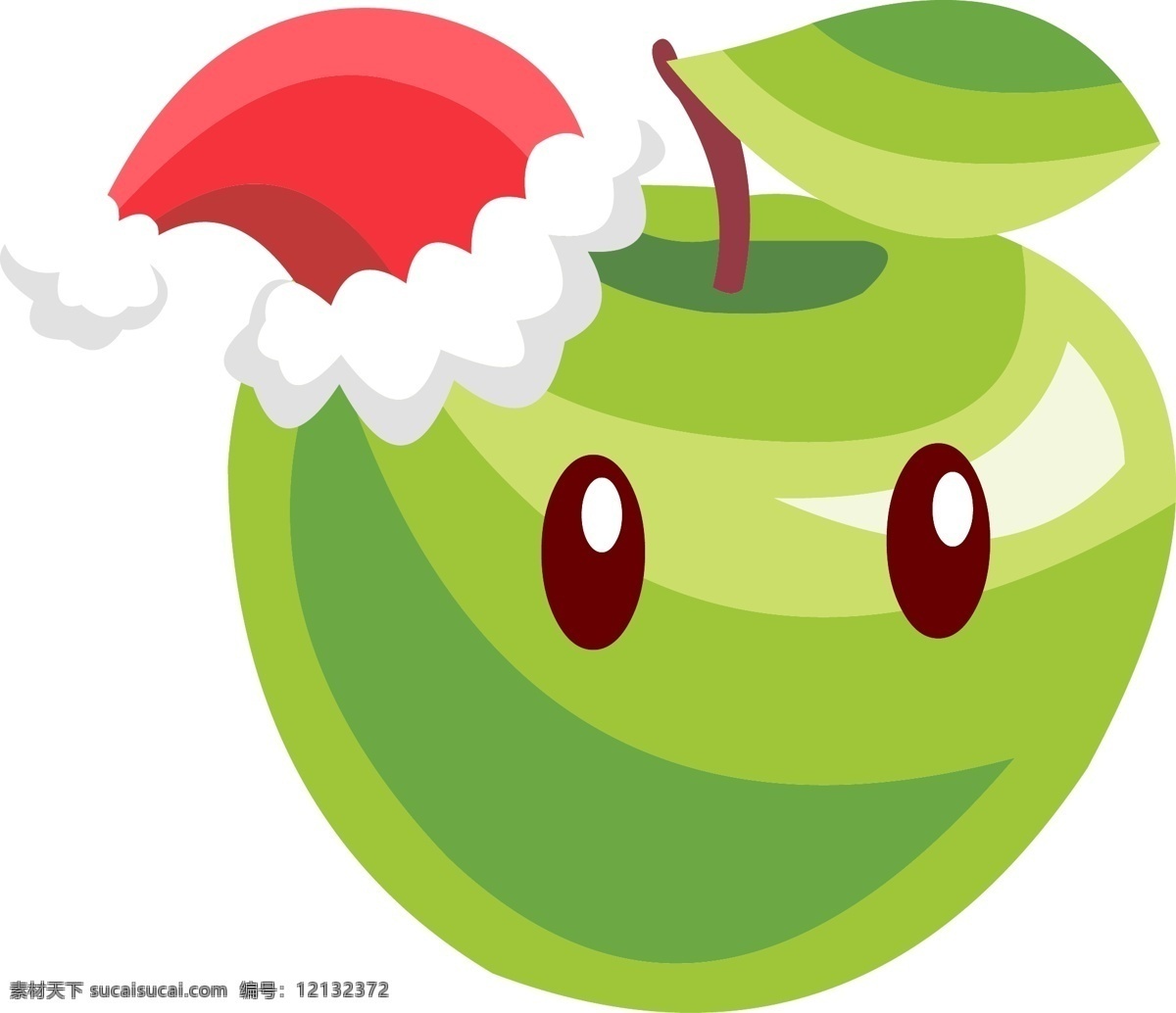 平安夜 手绘 卡通 戴 圣诞 帽 苹果 圣诞节 圣诞帽 卡通苹果 水果 手绘苹果 卡通平安果