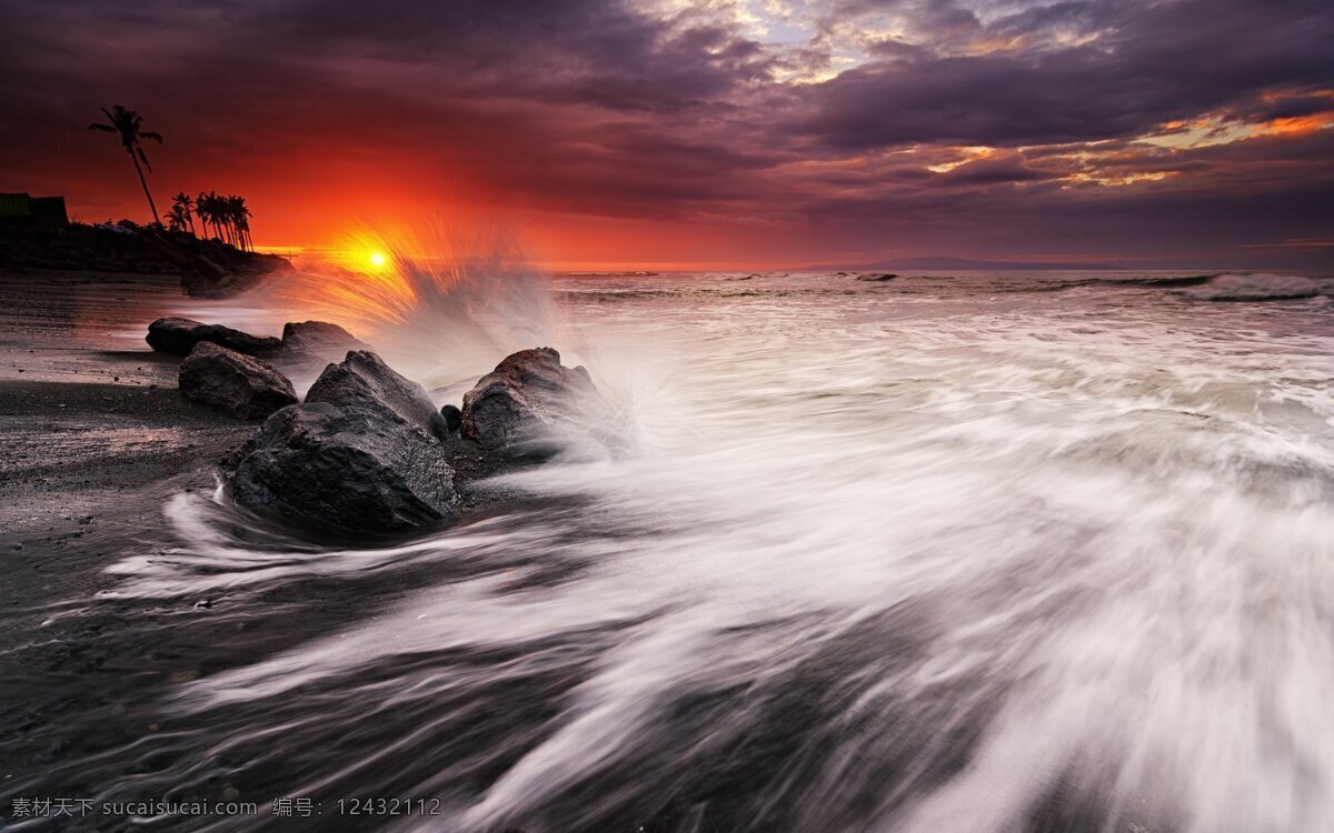 夕阳 下 大海 美景 海浪 浪花 天空 黄昏 多娇江山 自然景观 自然风景