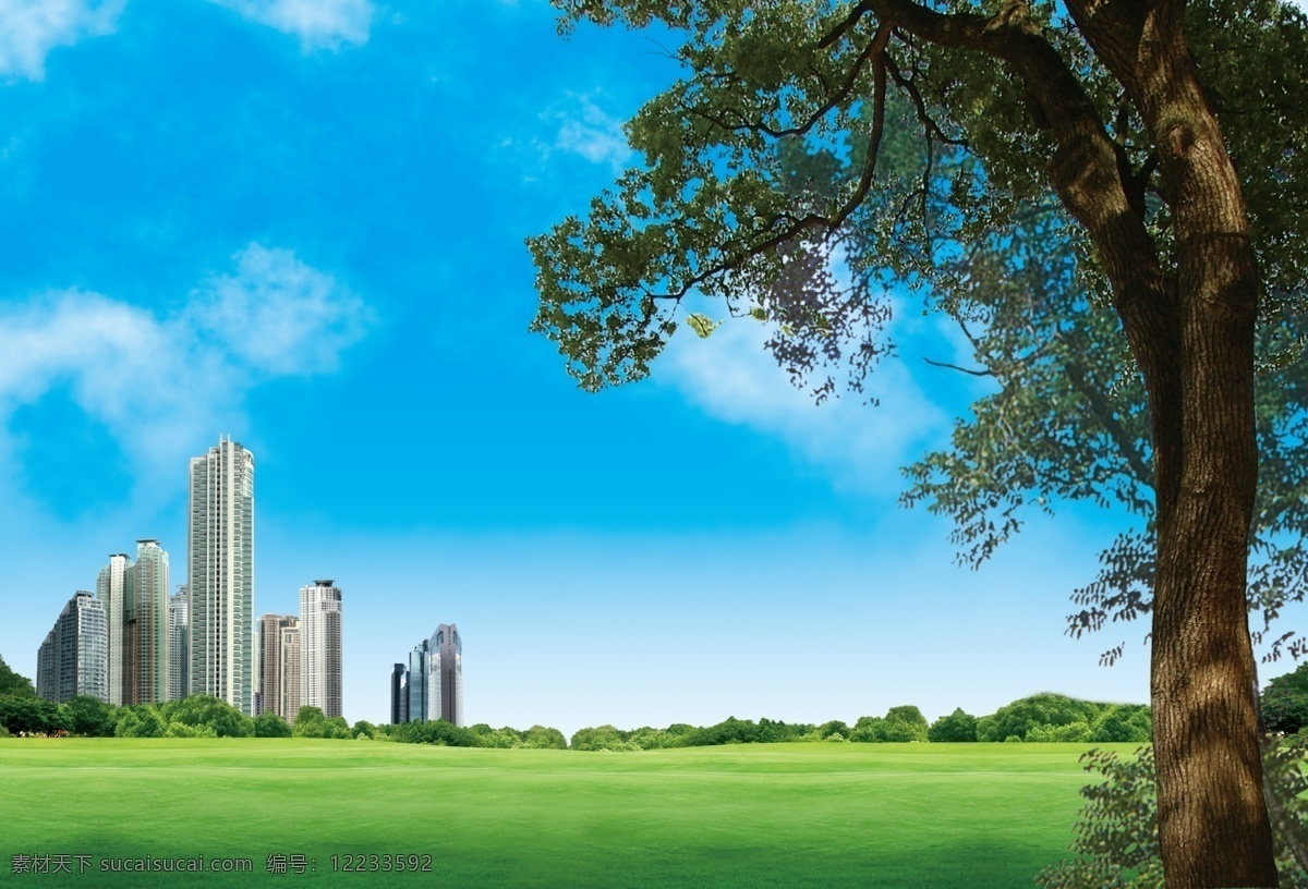 分层 背景 草地 城市 风景 风景模板下载 高楼大厦 环保 风景素材下载 绿化 楼层 树 云朵 环境 环境保护 源文件 家居装饰素材 园林景观设计