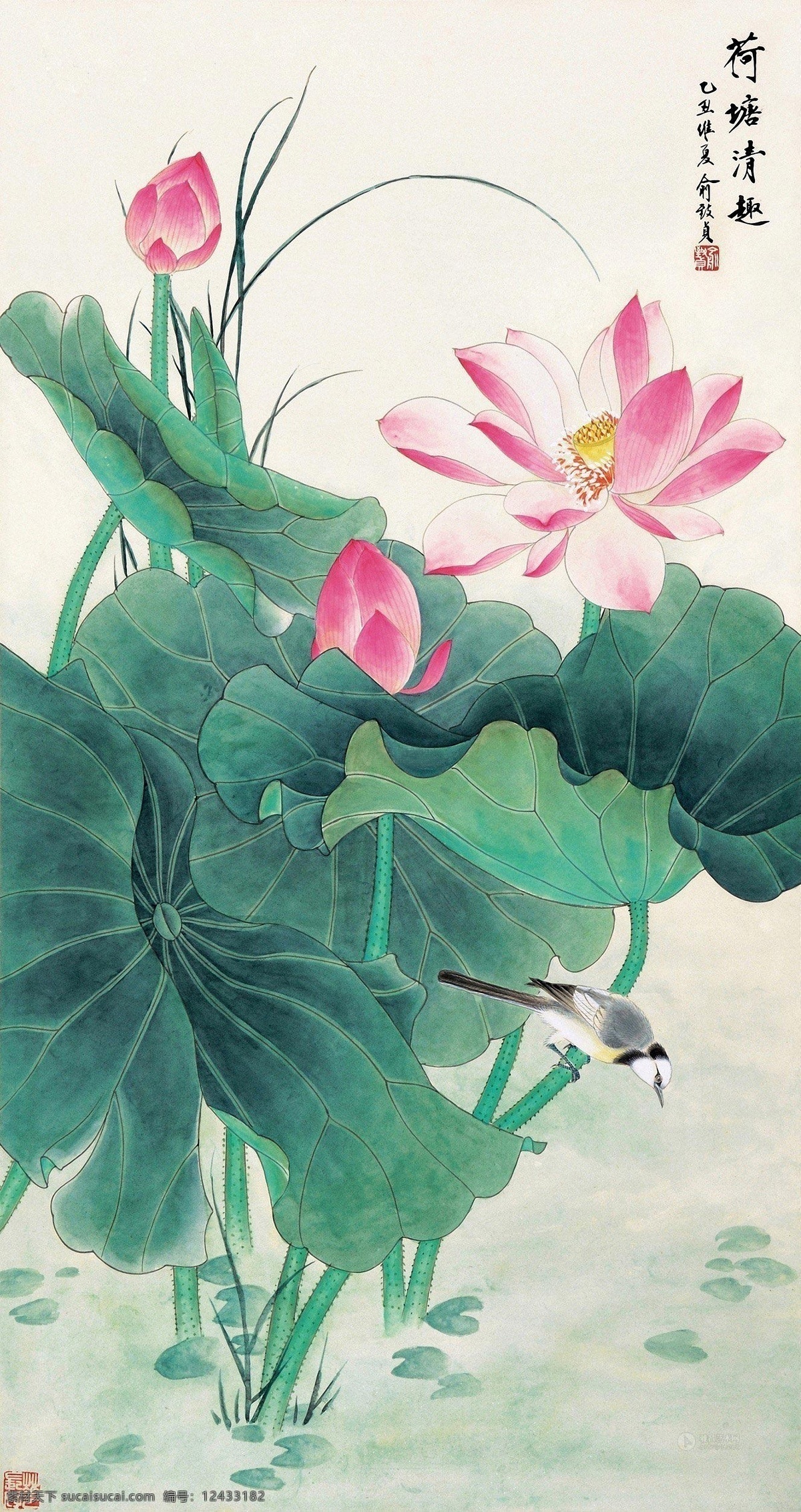 工笔画荷花 工笔画 荷花 中国画 亭亭玉立 国色天香 油画 国画 文化艺术 传统文化