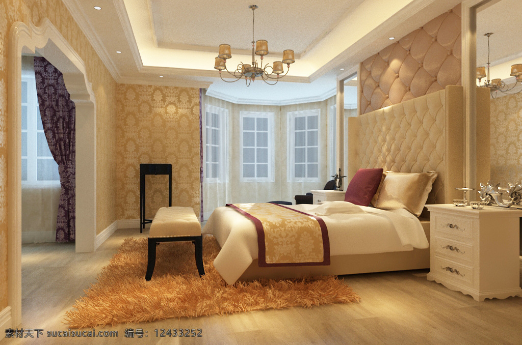 现代 欧式 温馨 卧室 效果图 模型 沙发 窗帘 地板 植物 茶几 中式 桌子 椅子 瓷砖 大理石 吊顶 电视墙 max 挂画 吊灯