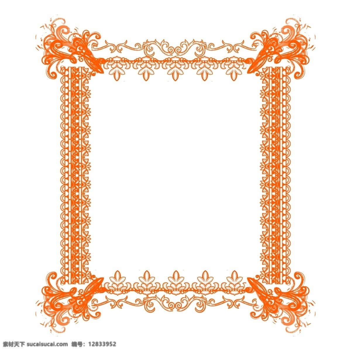 原创 欧式 复杂 边框 套 图 橙色 商用 元素 红色 欧式边框 线条 纹理