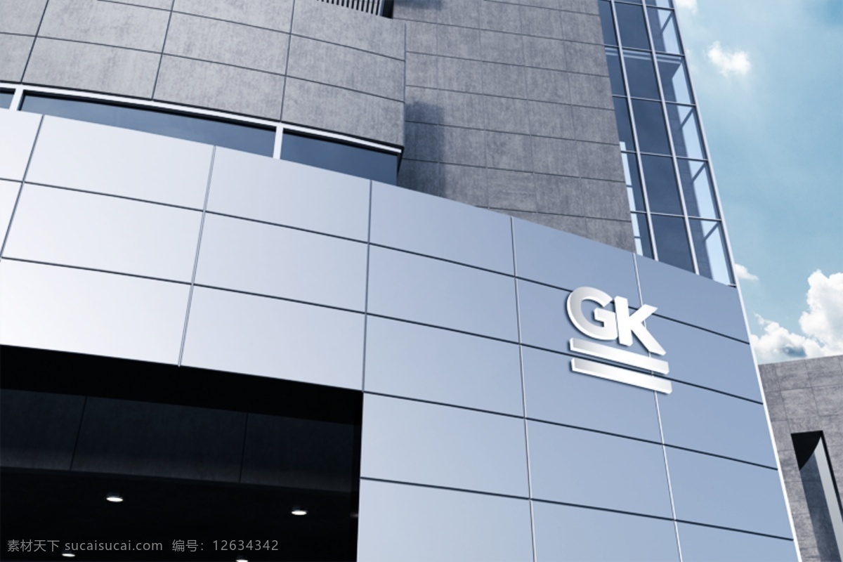集团 企业 logo 户外 效果 集团大厦 都市大厦 户外标志效果 现代科技 感 门 头 含 智能 对象 贴图 一键 替换 黑色