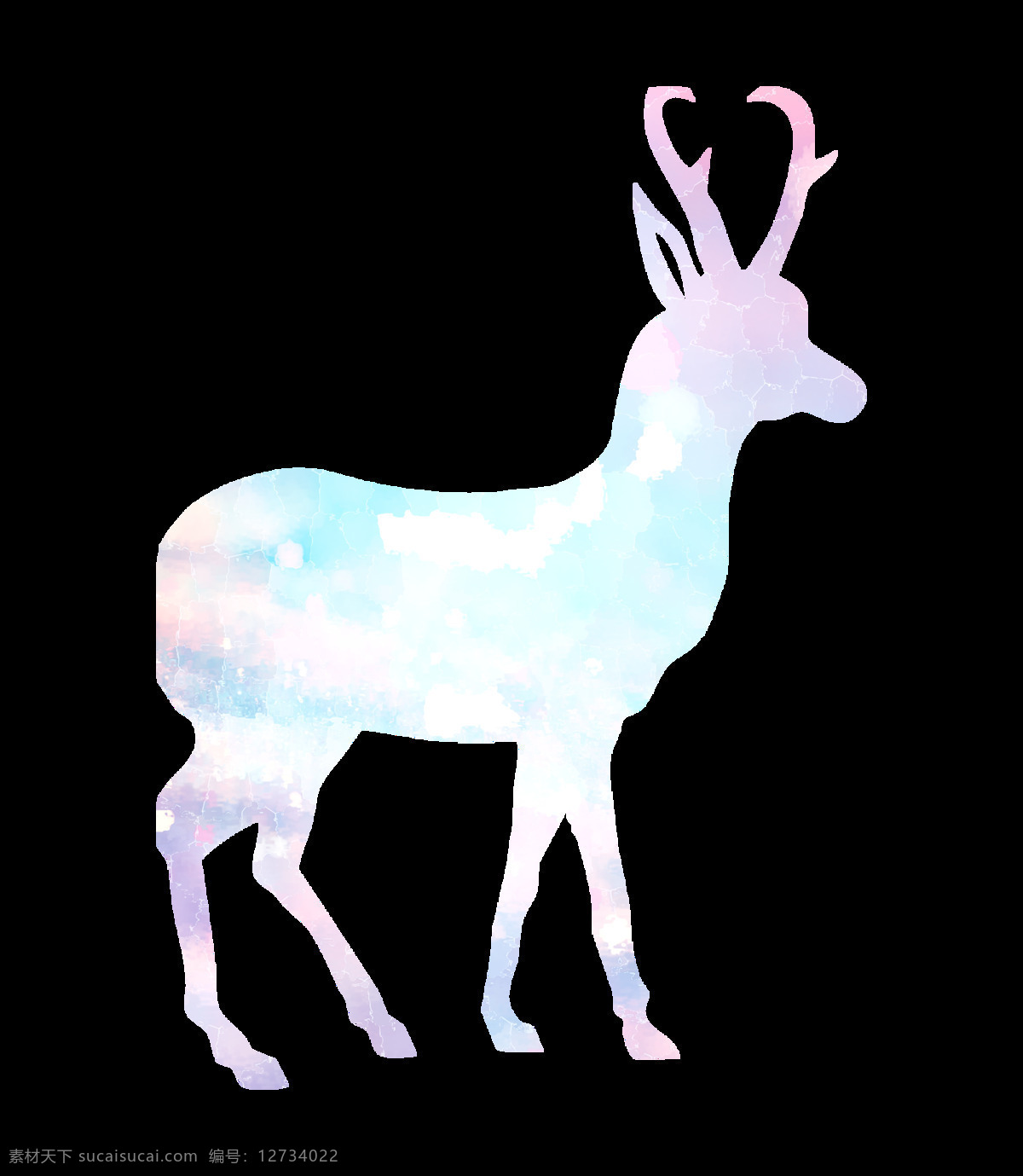 星空 圣诞 小鹿 冷色系 动物 效果 贺卡图 粉色 蓝色 圣诞节 节日 唯美 混色 幸运 麋鹿 混搭