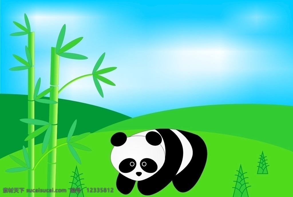 大熊猫 国宝 矢量 矢量熊猫 竹子 卡通熊猫 简笔画 儿童画 卡通素材 卡通