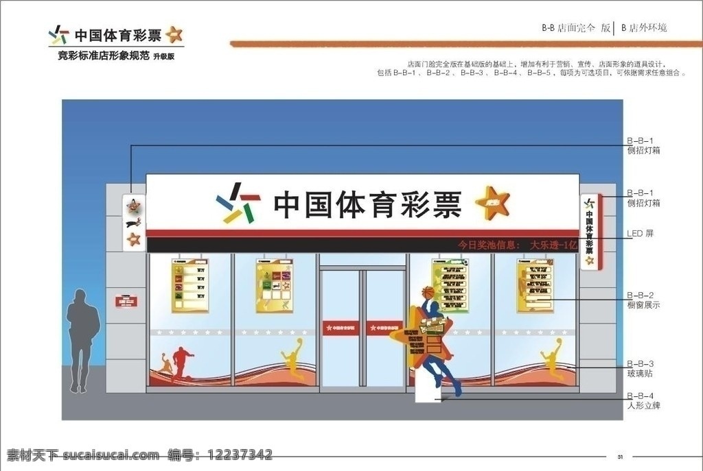 中国 体育彩票 竞 彩 店 形象 中国体育彩票 体彩 竞彩 标准点 中奖信息 人形立牌 大乐透 顶呱呱 奖池信息 经营项目 体育 热点赛事 矢量