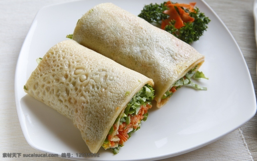 煎饼菜卷 菜卷 煎饼 素馅 精美菜卷 传统美食 餐饮美食