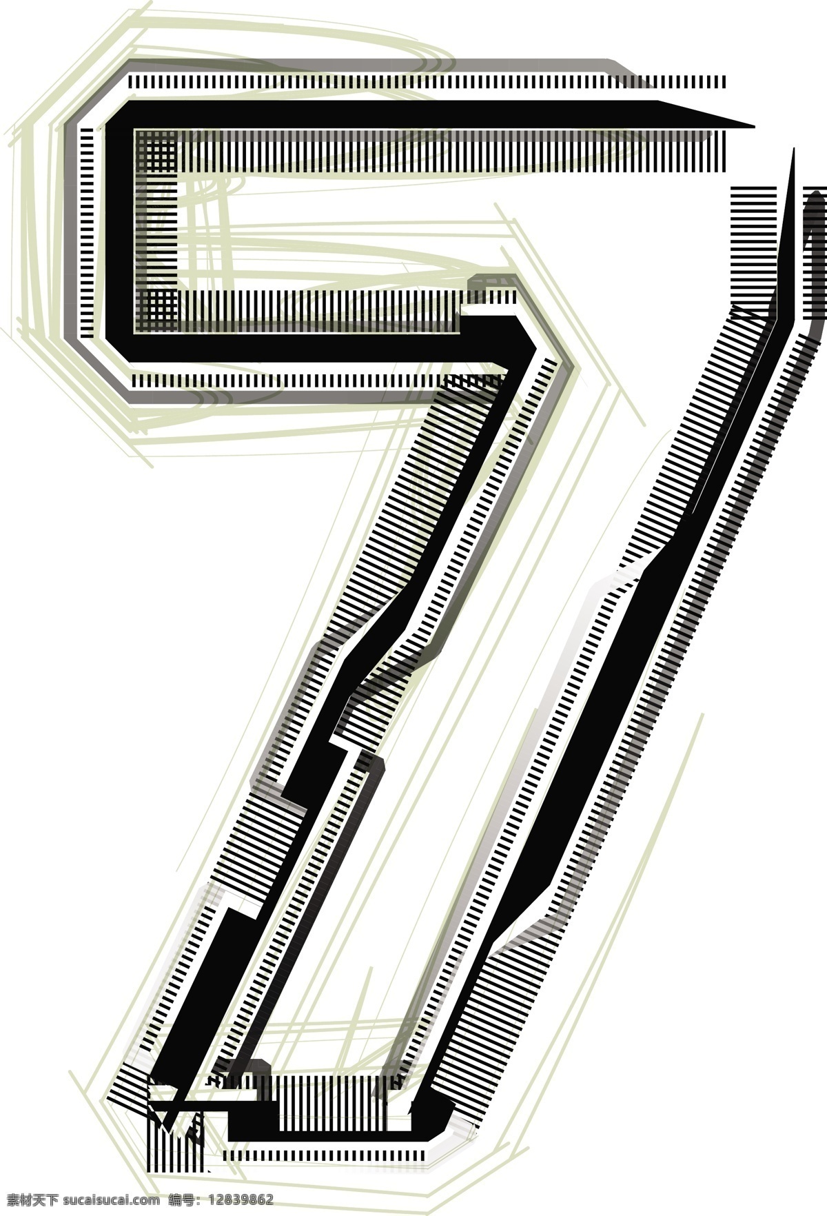 技术字体号7 白色