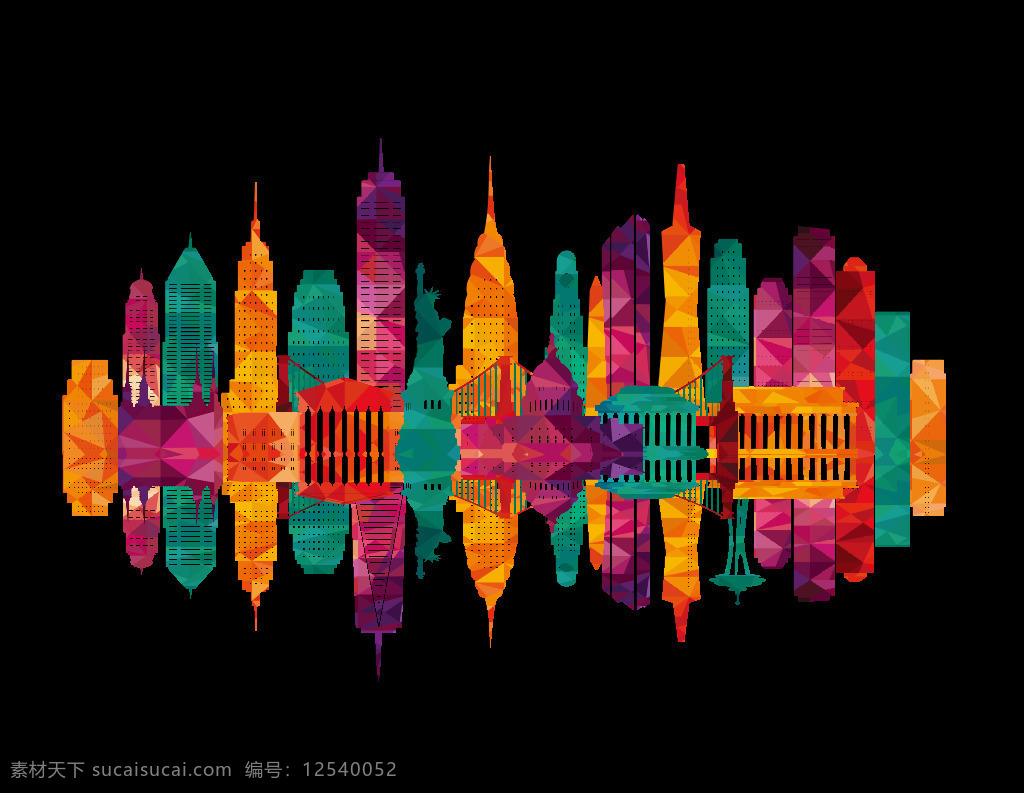 卡通 彩色 高楼大厦 元素 png元素 城市 大厦 都市 高楼 免抠元素 透明素材 现代