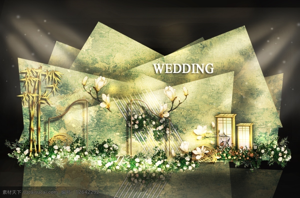 墨绿 四边形 婚礼 效果图 婚礼效果图 新中式 铁艺 花艺 中式 迎宾区