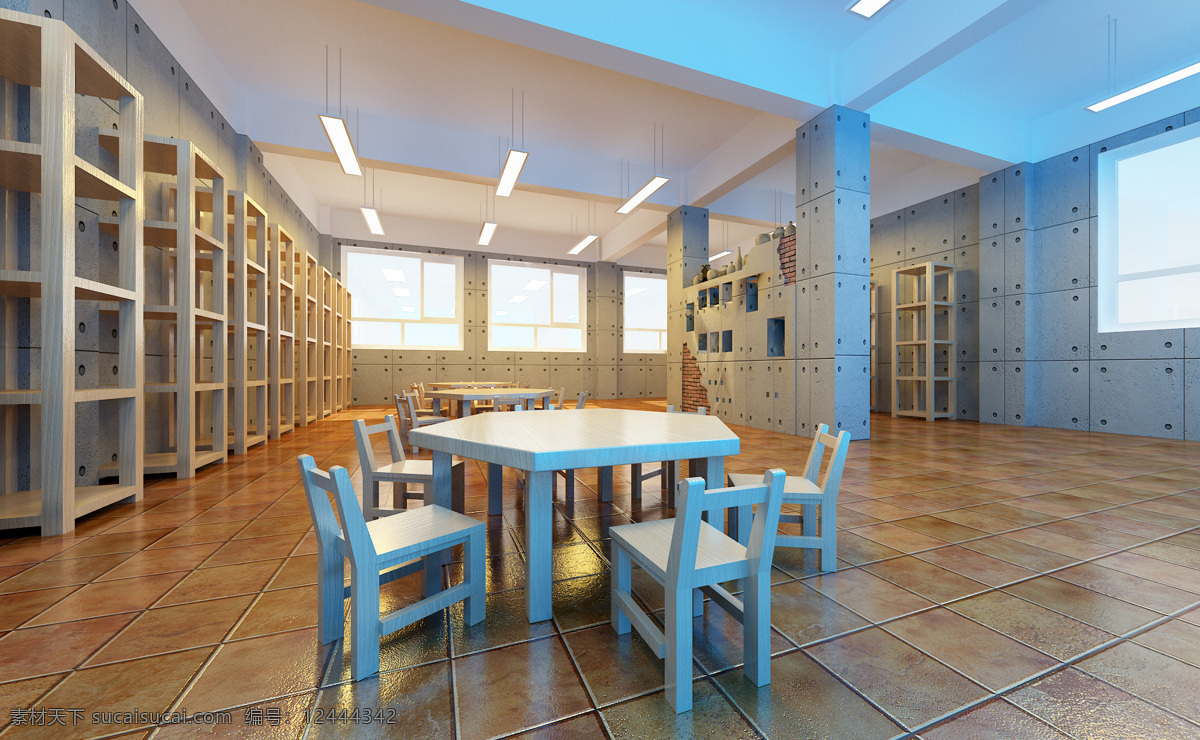 美术室 风格 环境设计 建筑 室内 室内设计 效果图 椅 幼儿园 装修 桌 家居装饰素材