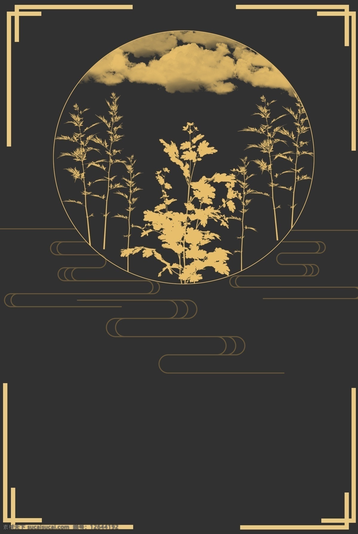 中国 风 邀请函 背景 海报 中国风 金色 商务 大气 典雅 树木 画册