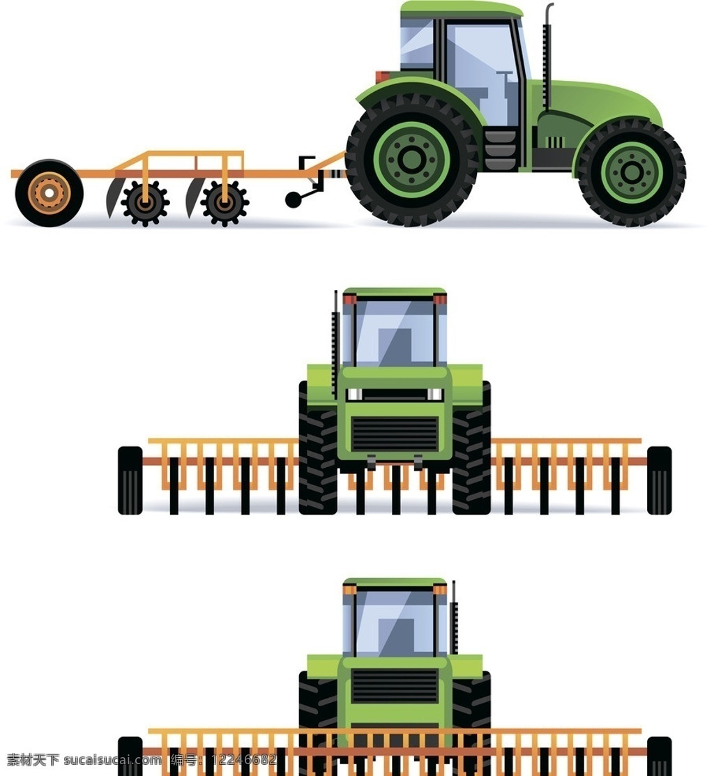 拖拉机 耕种 收割机 犁地 交通工具 交通 运输 运输工具 现代科技 矢量交通工具 矢量